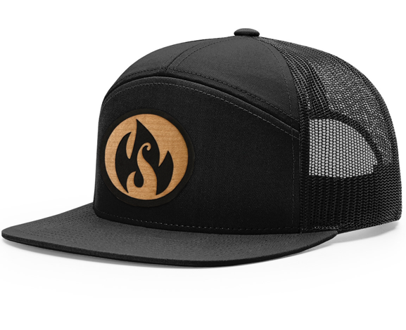 Logo Patch 7 Panel Hat - Black on Black