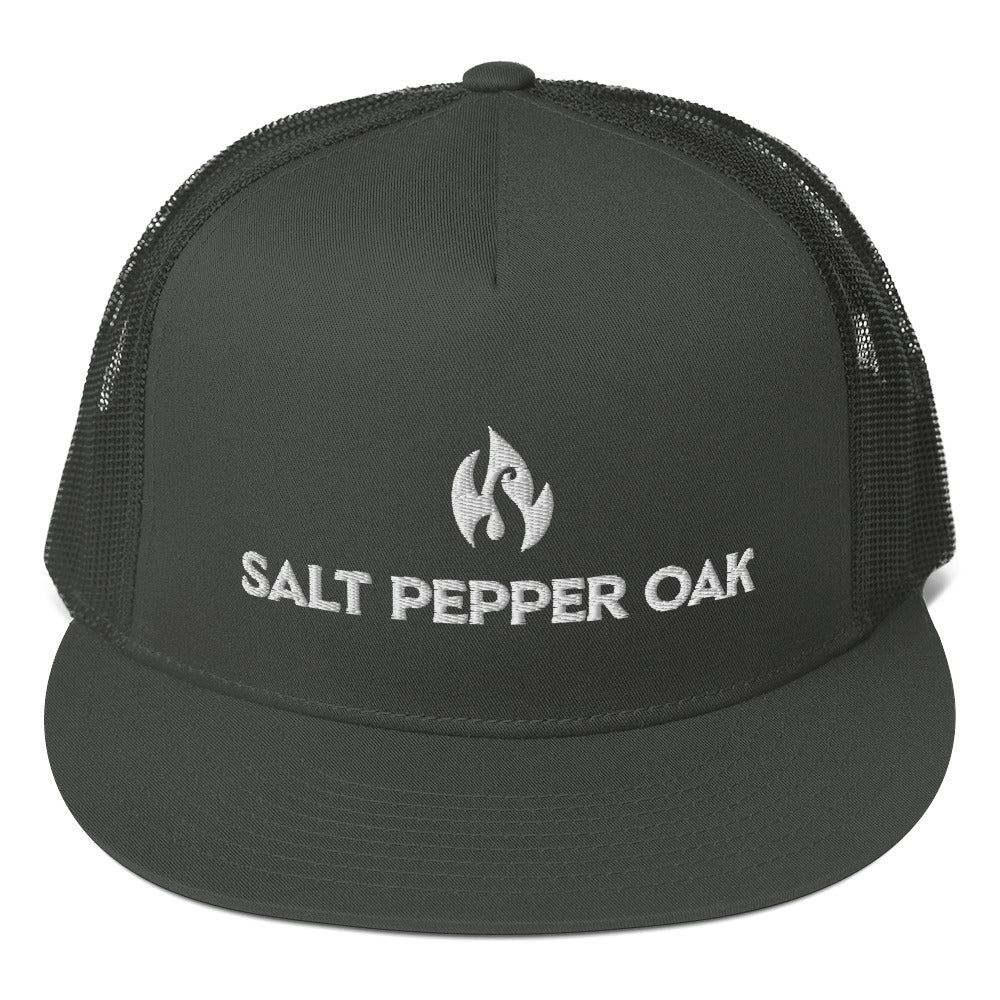 Embroidered Flame Logo Trucker Cap
