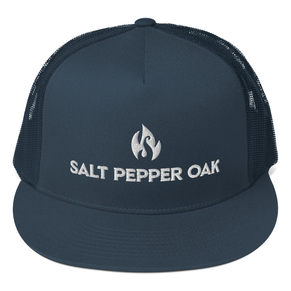 Embroidered Flame Logo Trucker Cap