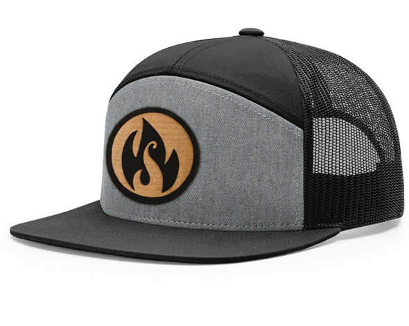 Logo Patch 7 Panel Hat - Gray on Black
